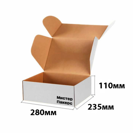 Короб самосборный с ушками 280*235*110 белый В для обуви