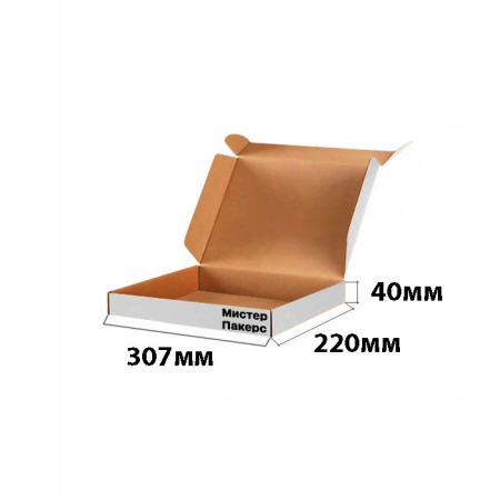 Короб самосборный с ушками 307*220*40 белый В