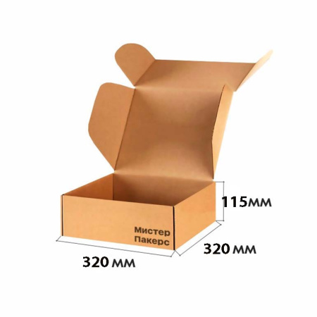 Короб самосборный с ушками 320*320*115 Бурый В для обуви