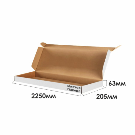 Короб самосборный с ушками 2250*205*63 Белый В Короб самосборный с ушками 2250*205*63 Белый В