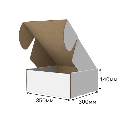 Короб самосборный с ушками 350*300*140 Белый В