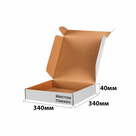 Короб самосборный с ушками 340*340*40 Белый В Короб самосборный с ушками 340*340*40 Белый В