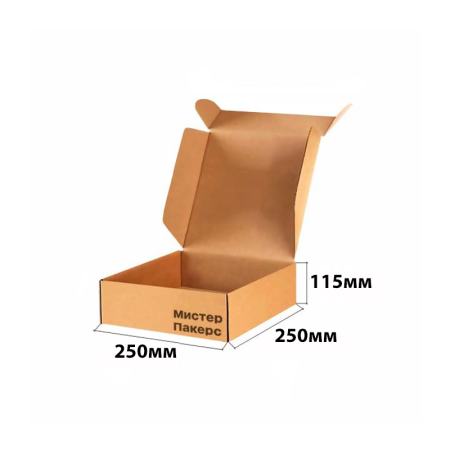 Короб самосборный с ушками 250*250*115 бурый В для обуви