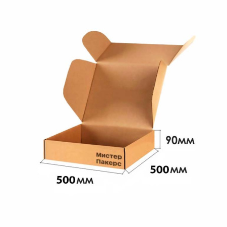 Короб самосборный с ушками 500*500*90 Бурый В Короб самосборный с ушками 500*500*90 Бурый В