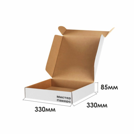 Короб самосборный с ушками 330*330*85 Белый В Короб самосборный с ушками 330*330*85 Белый В