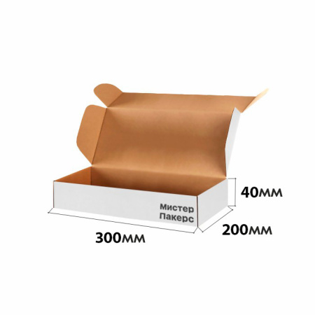 Короб самосборный с ушками 300*200*40 Белый В