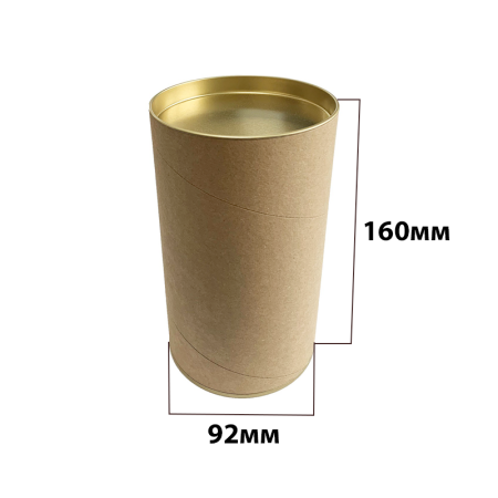 Тубус 92*160мм картонный с жестяной крышкой