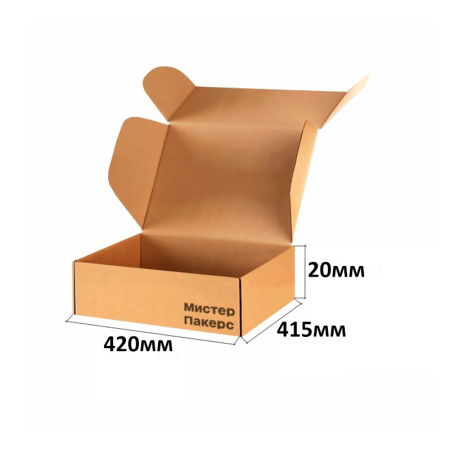 Короб самосборный с ушками 420*415*20 Бурый В