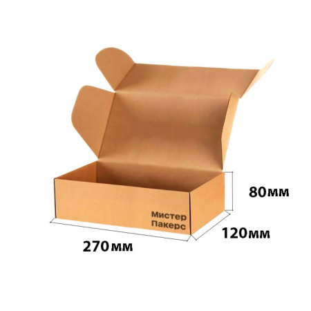 Короб самосборный с ушками 270*120*80 Бурый Е Короб самосборный с ушками 270*120*80 Бурый Е