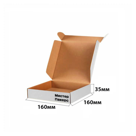 Короб самосборный с ушками 160*160*35 Белый Е