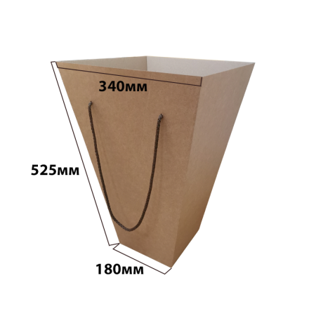 Коробка для цветов 180*340*525 L Без крышки Трапеция Бурая Е