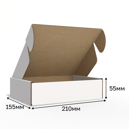 Короб самосборный с ушками 210*155*55 Е Белый