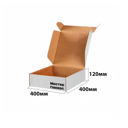 Короб самосборный с ушками 400*400*120 Белый В для обуви