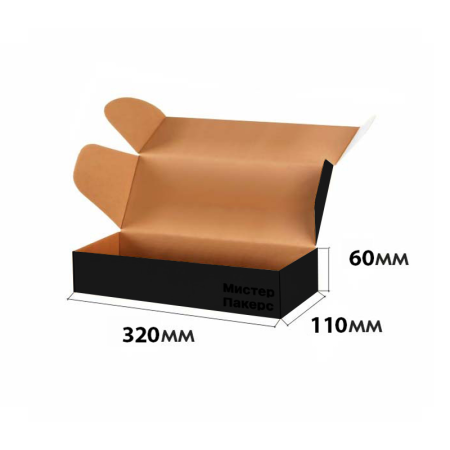 Короб самосборный с ушками 320*110*60 Чёрный Е