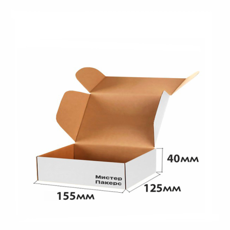 Короб самосборный с ушками 155*125*40 Белый Е